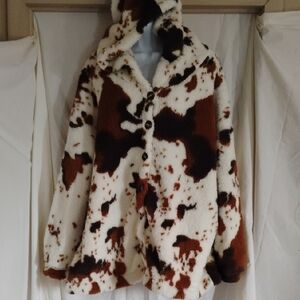 Women's Faux Fur Cow Print Jacket